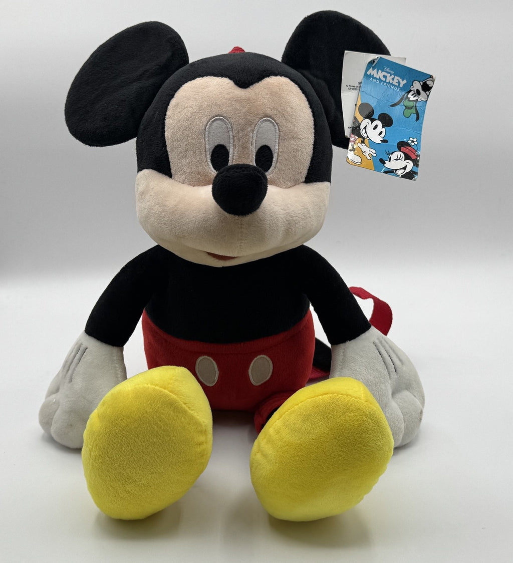 Disney Mickey Mouse Plush BackpackStuffed Animal Bag 17” Adjustable Straps - NWT