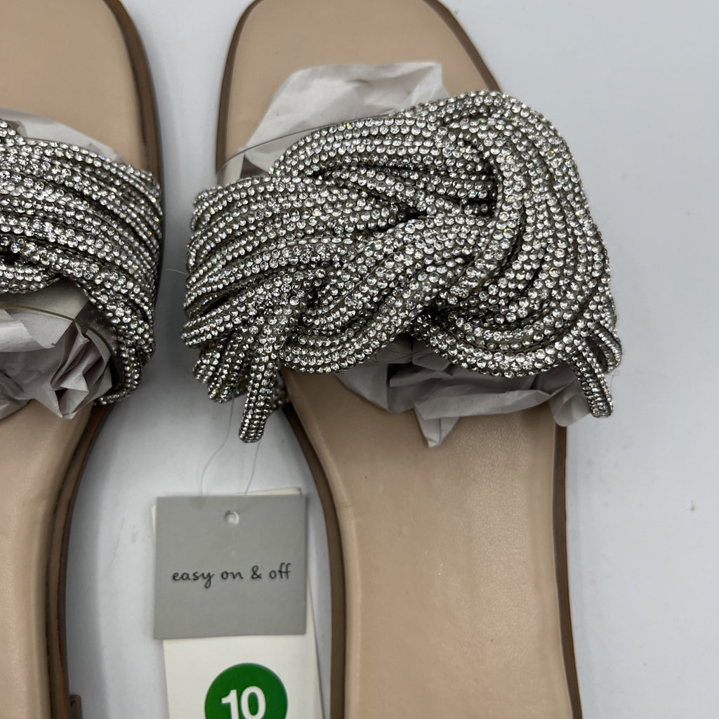 a new day women's slides 546 Sliver Braided Strap Slide Sandals Casual Slip-on