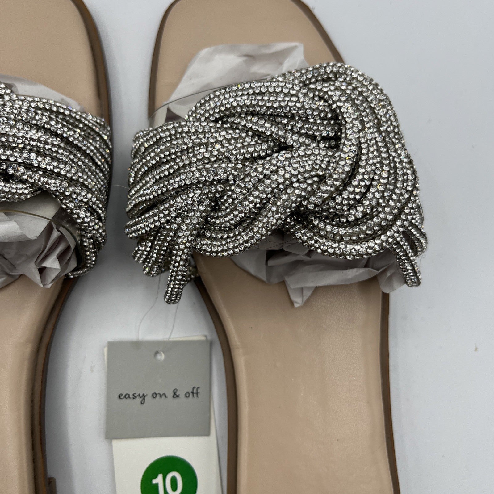 a new day women's slides 546 Sliver Braided Strap Slide Sandals Casual Slip-on