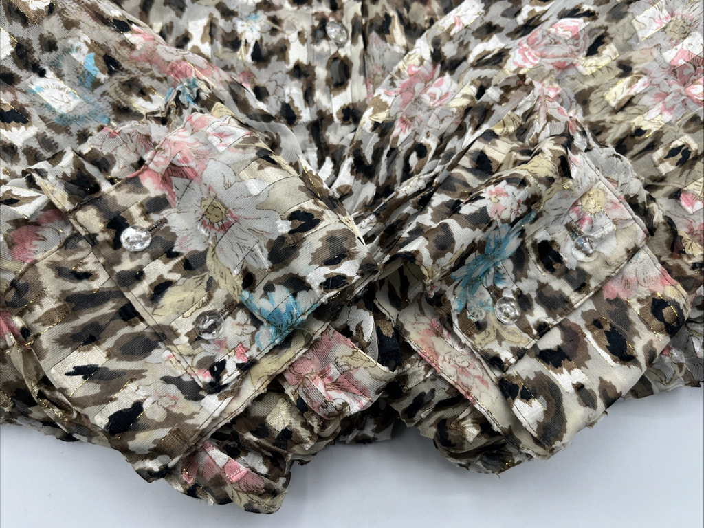 Ashley Stewart Plus Women's LIGHTWEIGHT Leopard ANIMAL PRINT Blouse 2XL Pre-own