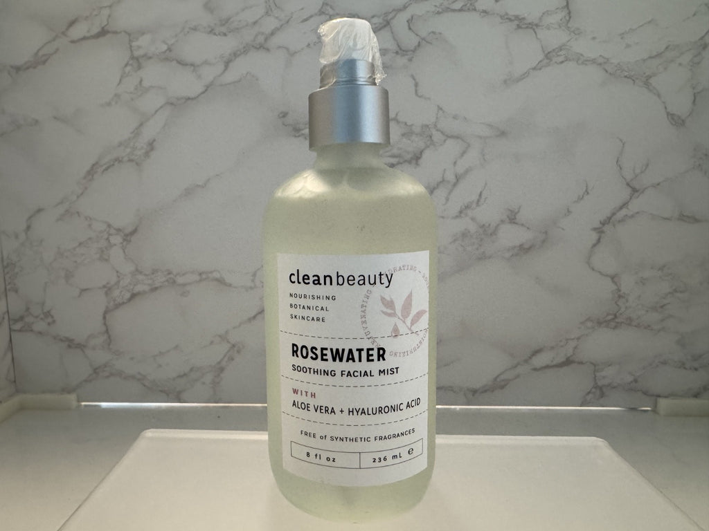 Clean Beauty Rosewater Aloe & Hyaluronic Acid Deep Soothing Facial Mist 8oz