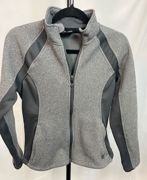 Spyder Jacket Girl's Medium Gray/Black Full Zip Sweater Jacket Sweater,Pre-owned