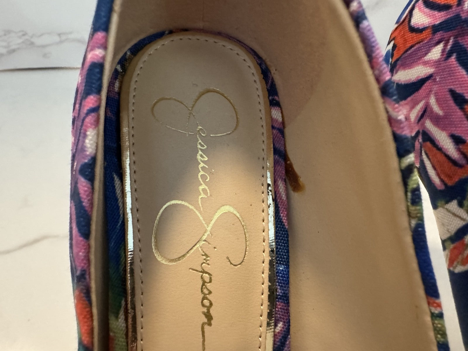 Jessica Simpson Size 8 1/2M Womens Levin Floral Point Toe Slip On Stiletto Pumps