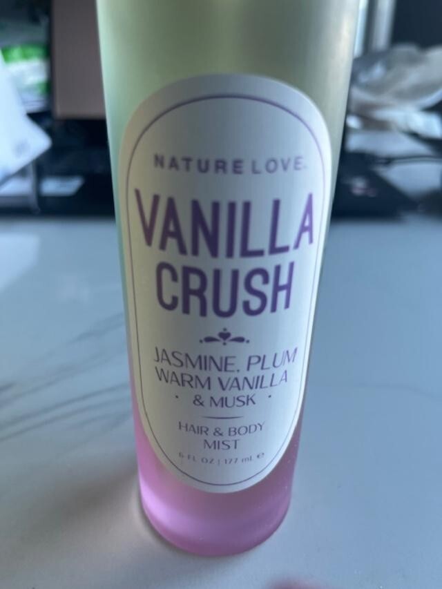 NATURE LOVE 6oz Vanilla Crush Hair & Body Mist , Jasmine, Plum, Musk New NO Cap