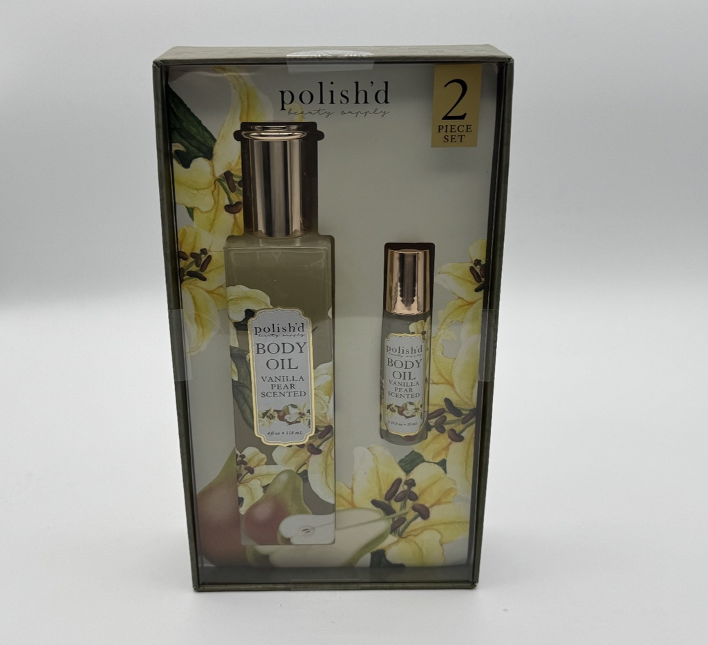 Polish'd Winter Gardenia Body Oils Rollerball 2pc Set Vanilla Pear, NIB SEALED