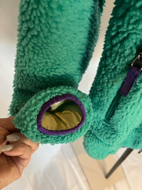 Patagonia Girls Youth Size 12, RETRO-X Sherpa coat, Green/Purple- Pre-owned
