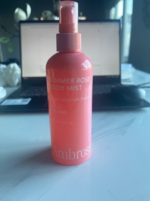 Ambrose Summer Rose Body Mist All-Over lightweight fragrance Rose Petals NEW