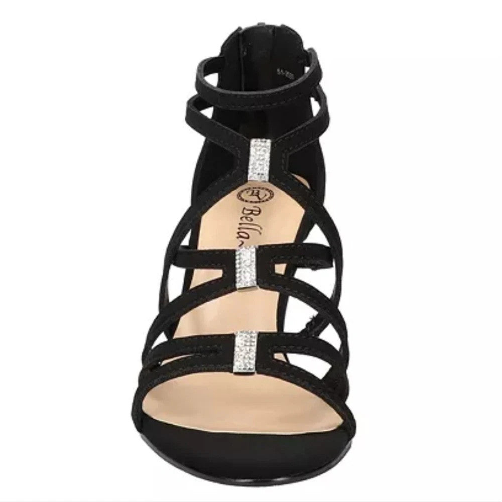 Bella Vita 11 Wide Width Black Strappy Heels Rhinestone Karlette Shoes. NIB