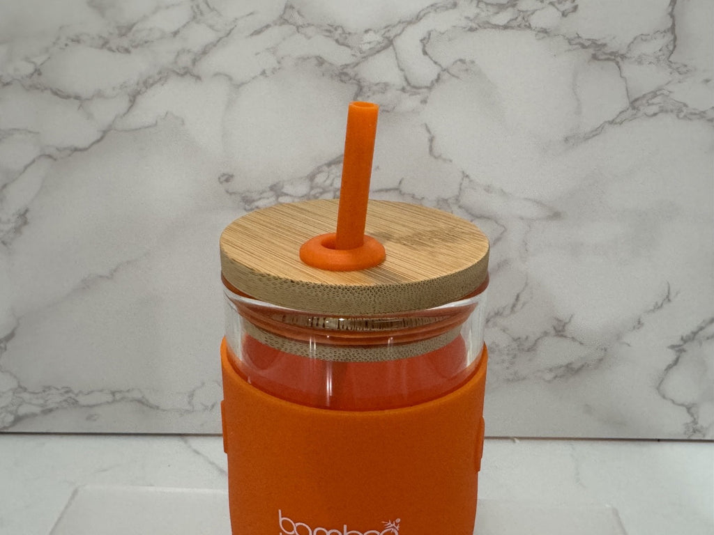 Bamboo Bamboo Children Toddler Jar w/Silicone Straw and Sleeve Orange Unisex NIB