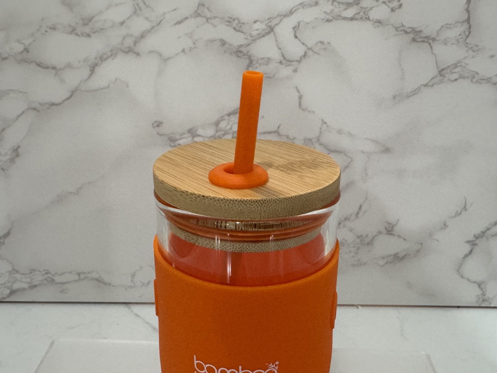 Bamboo Bamboo Children Toddler Jar w/Silicone Straw and Sleeve Orange Unisex NIB