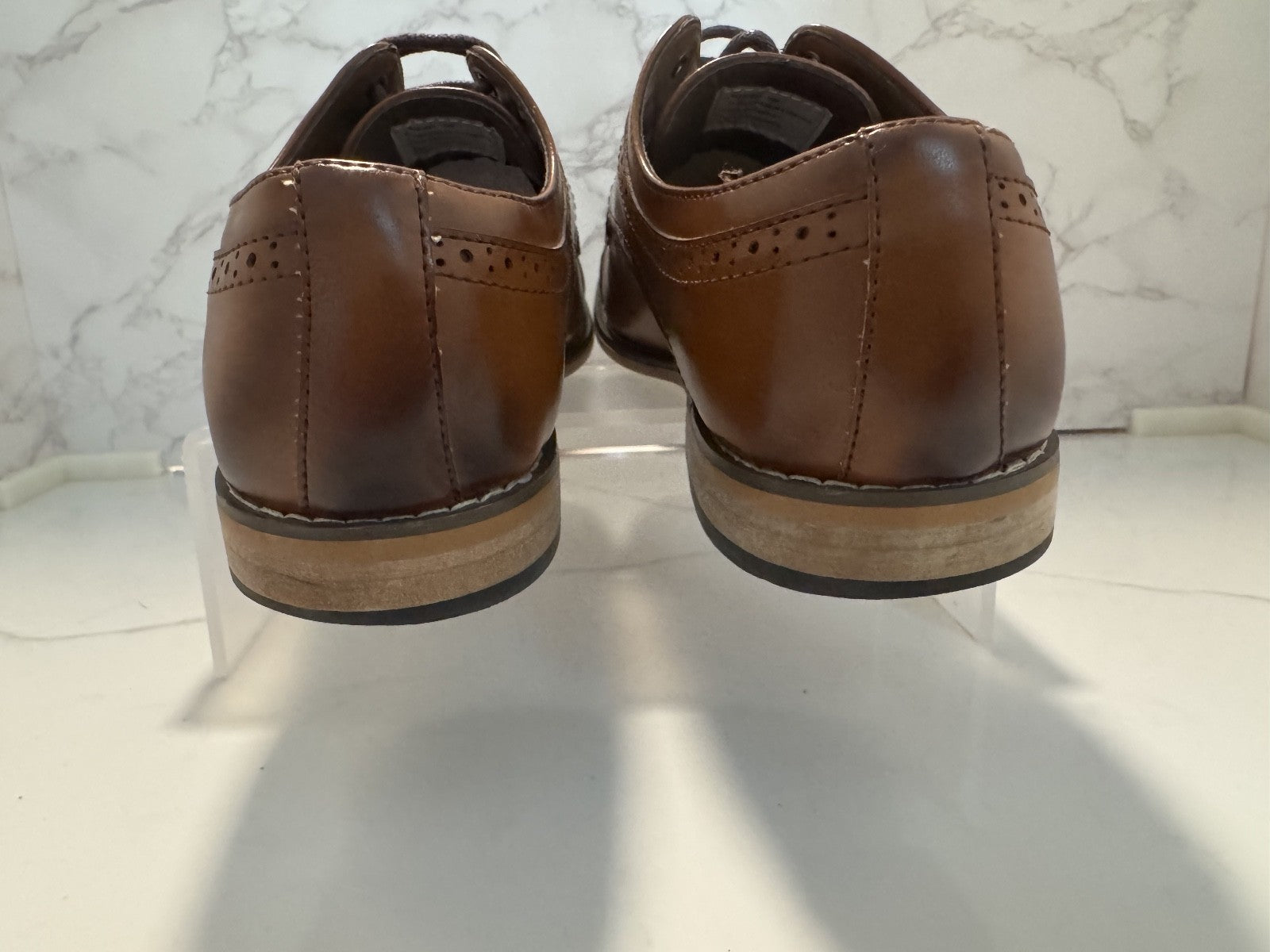 Stacy Adams Boys Brown Leather Cap Toe Oxford Dickinson Dress Shoes Size 3M, Pre
