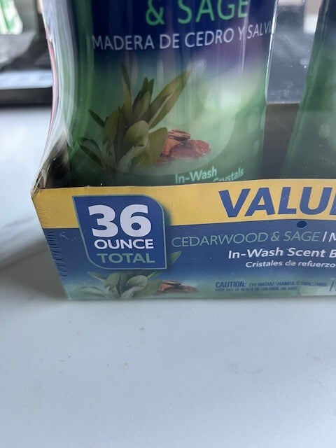 Clorox Fraganzia In Wash Scent Boost Crystals CEDARWOOD & SAGE Scent 36oz 2 Pack