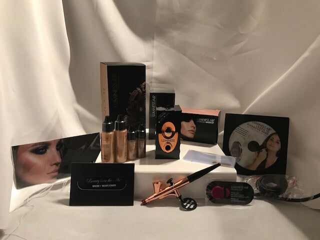 Luminess Air Airbrush ICON Makeup System No drip Stylus 3pc Med Kit & Brow Kit 