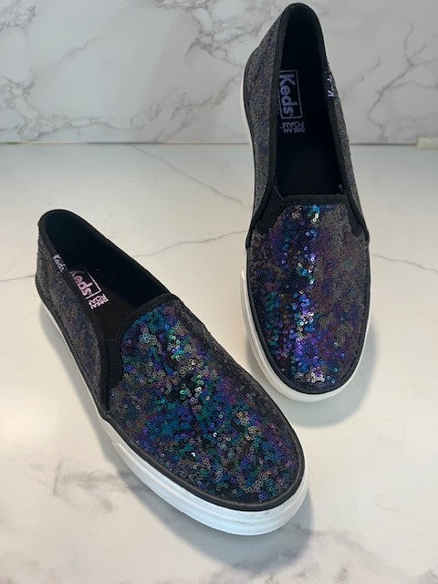 Keds Women's Double Decker Slip-on Sequin Sneak Dream Foam Foot Bed Size 7, NWOB