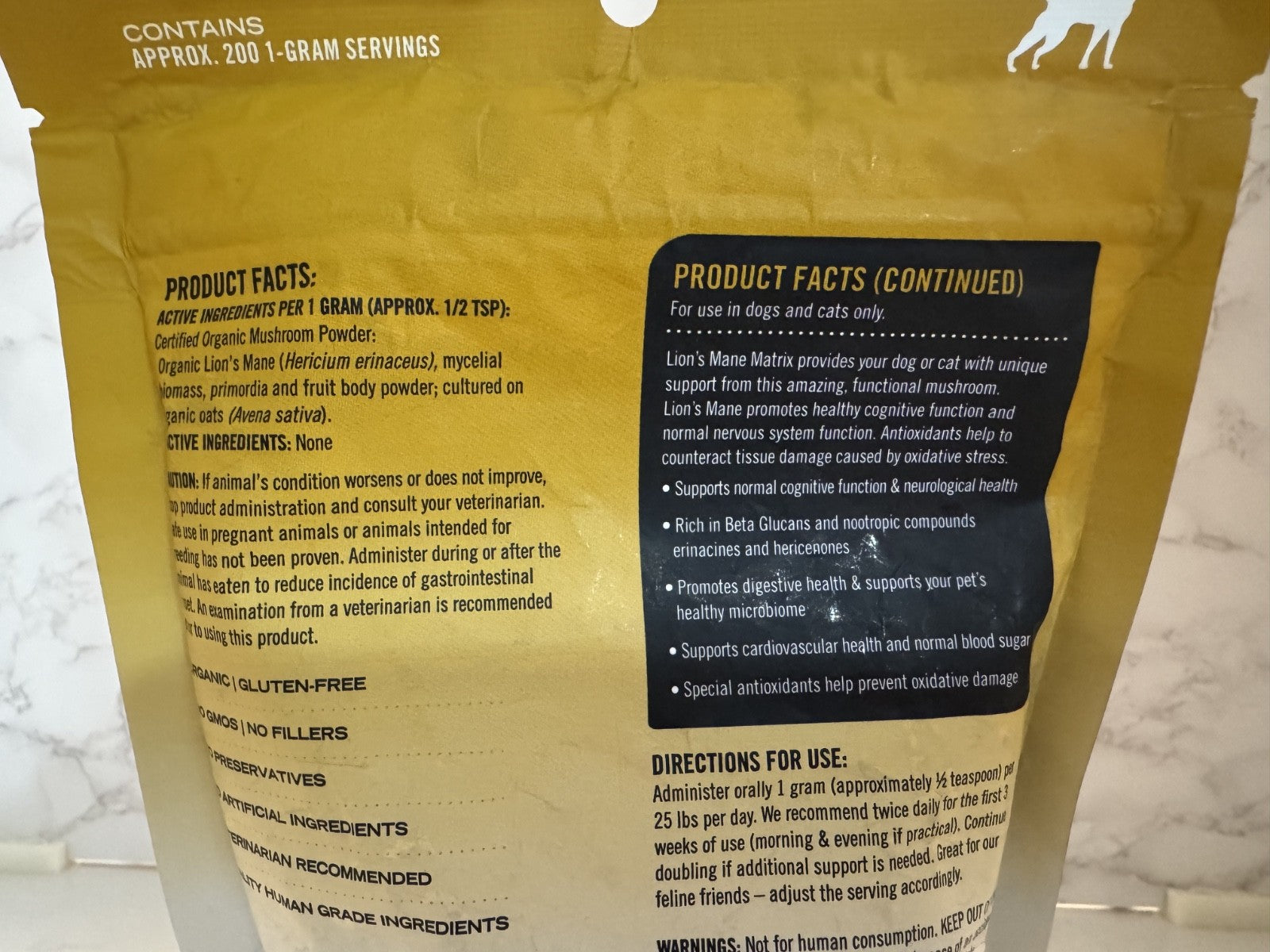 MushroomMatrix Organic Mushroom Powder, Lions Mane for 50 lb Pet Dogs 04/26