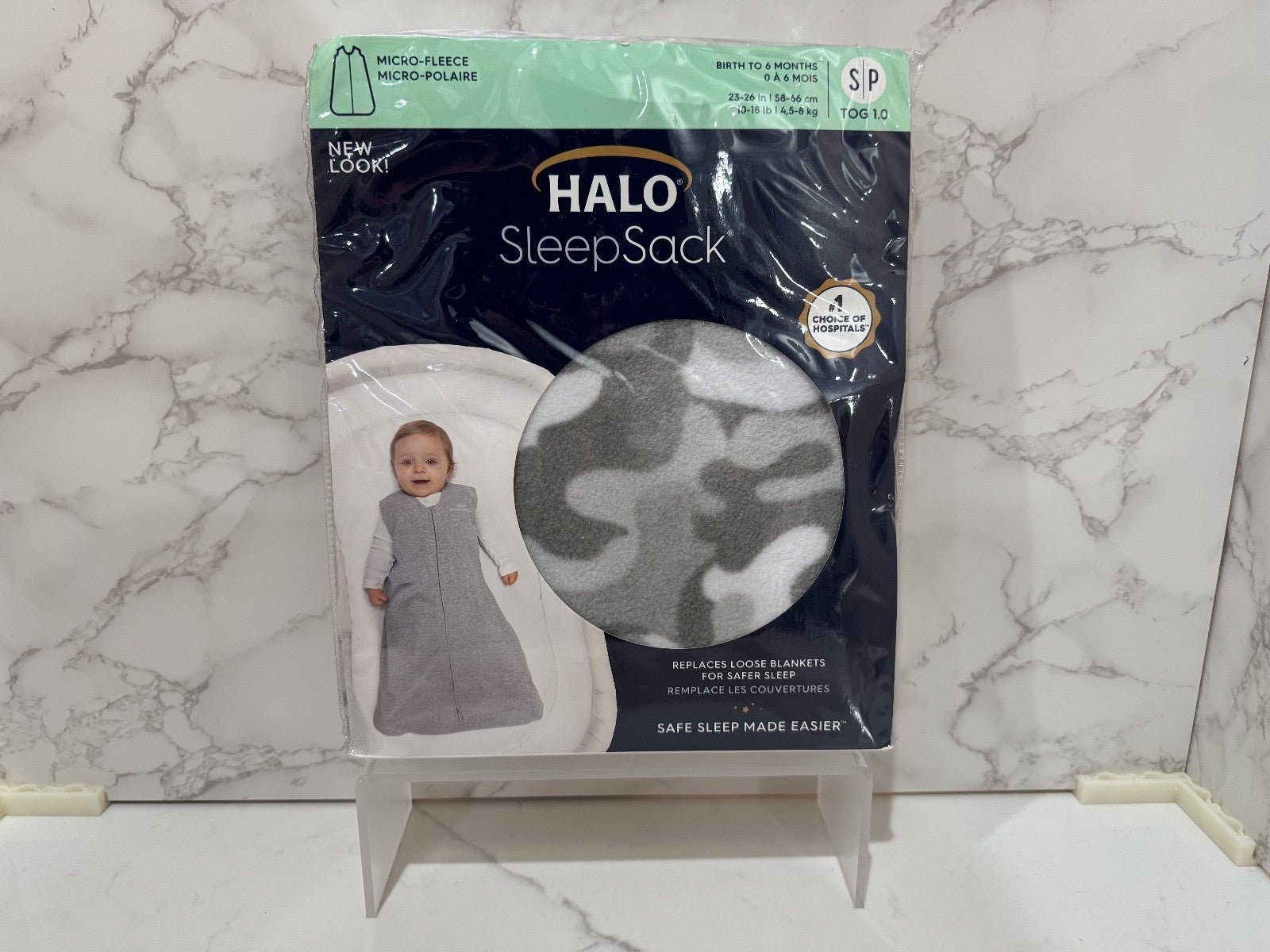 HALO Sleepsack 100% Cotton Wearable Blanket - Gray/White Cameo - New Sealed