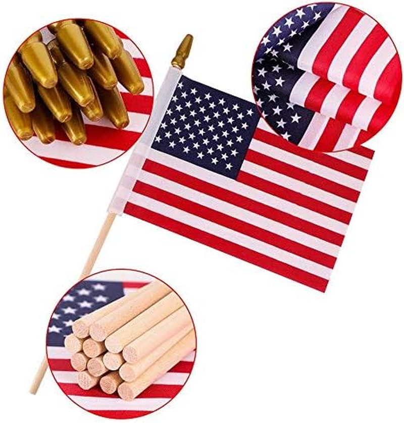 12 Pack Small 5 x 8 American Flags on Stick, USA Flag 4th of July New in Package