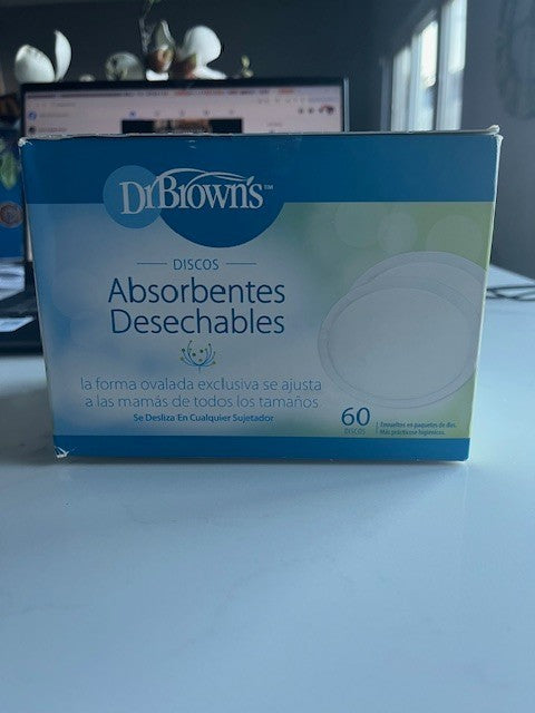 Dr. Brown’s Oval Disposable Breast Pads (60 pads) for Nursing Moms, Adhesive NIB