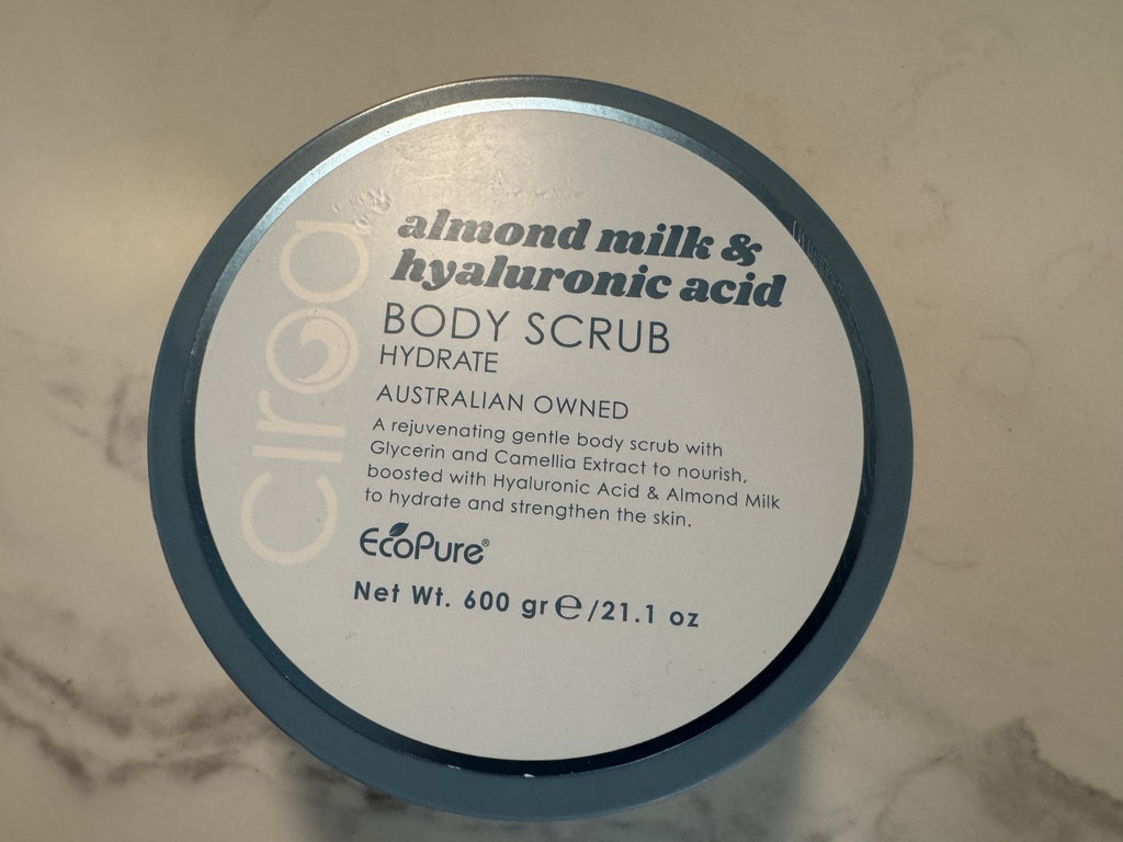 Ciroa Almond milk & Hyaluronic Acid Hydrate Body Scrub 21.1 OZ, Australian Owned