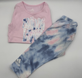 Adidas Love Girls Pink Shirt and Tie Dye Leggings, Size 6, pre-owned
