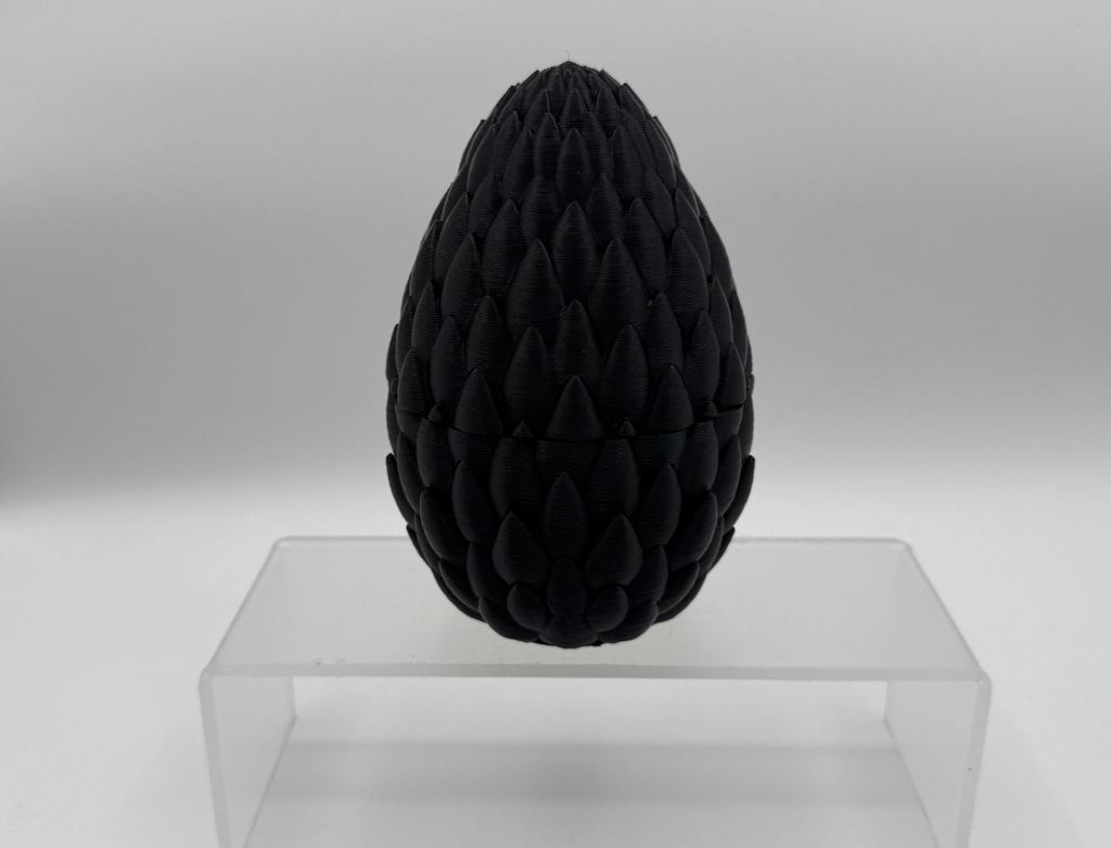 3D Printed Dragon Egg Large 6" Scale Texture Articulated Fly Dragon Inside Black
