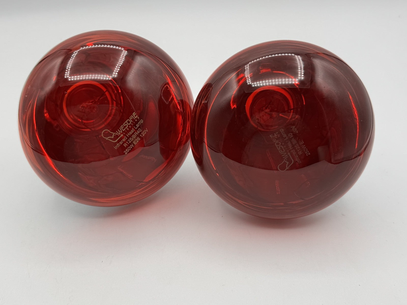 Awesome Lighting Heat Lamp Bulb BR40/R125 250 Watt 2 Pack Red Glass, NIB