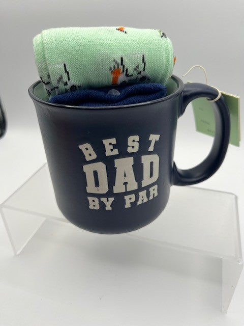 Eccolo Father's Day Mug w/ Golf Themed Socks, Coffee Mug, Sock Sz. 10-13, NEW