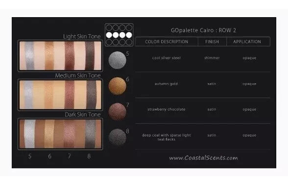 COASTAL SCENTS Go Palette CAIRO 12 Eye shadows MATTE & SHIMMERY w/Blender Brush