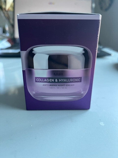 Azure Collagen & Hyaluronic Anti-Aging Night Cream Vegan Skin Cream 1.69 oz NIB