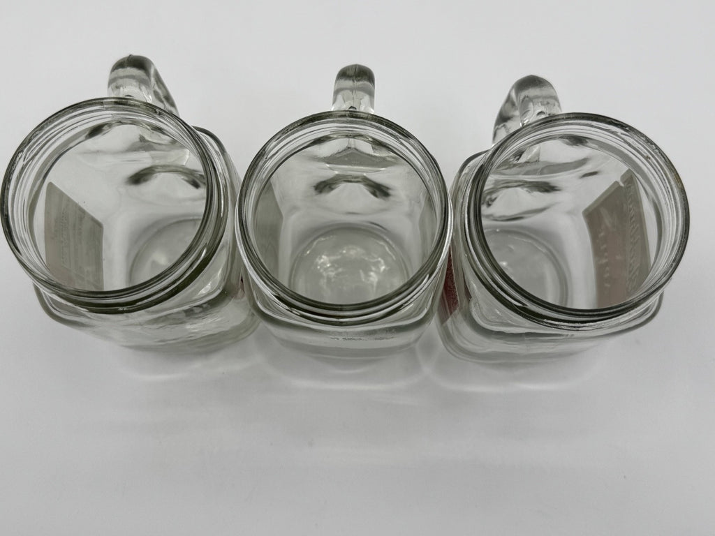 3-Vintage Blackburns Apple Jelly Jar Classic Clear Drink Mug W/Handle 12oz w/Lid