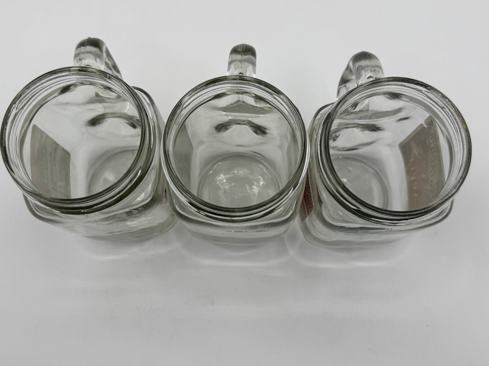 3-Vintage Blackburns Apple Jelly Jar Classic Clear Drink Mug W/Handle 12oz w/Lid
