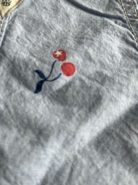 OshKosh B’Gosh Overalls Shortalls Baby/Kid Size 2T Light Blue W/Red Cherries NWT