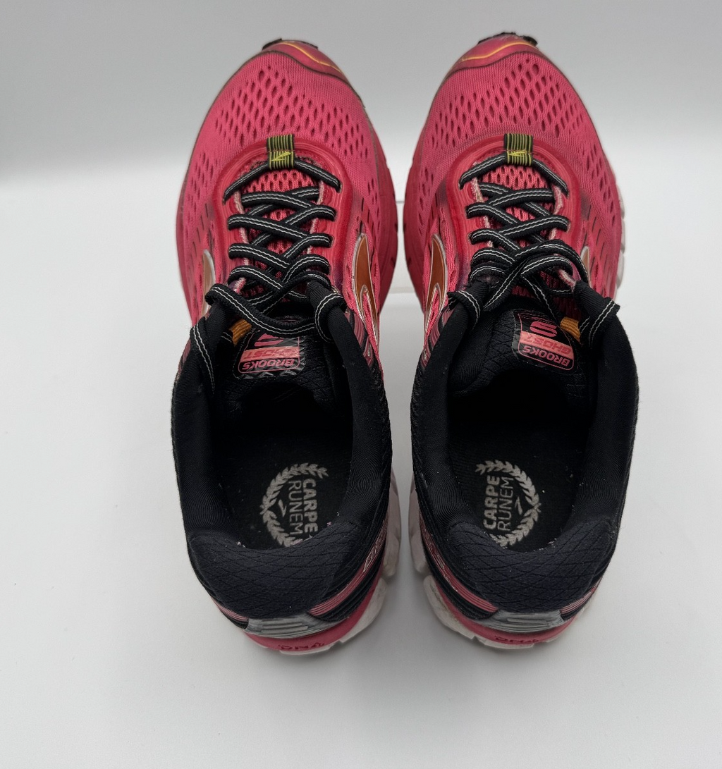 Brooks Ghost 9 Women's Size 8.5 Running Shoes Pink Red Black, Pre-owned