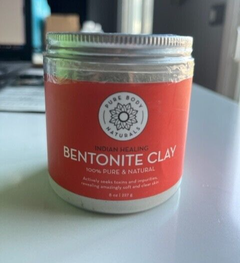 Pure Body Naturals Indian Healing Bentonite Clay 8oz Toxins & Acne 100% Pure