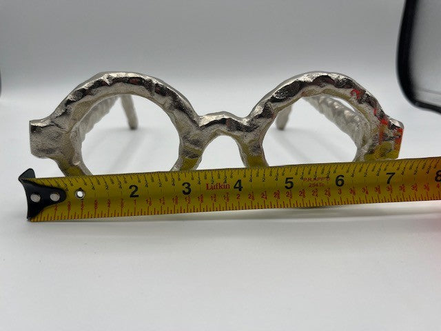Silver Hammered Aluminium Eyeglass Spectacles Glasses Art Decor Sculpture, New