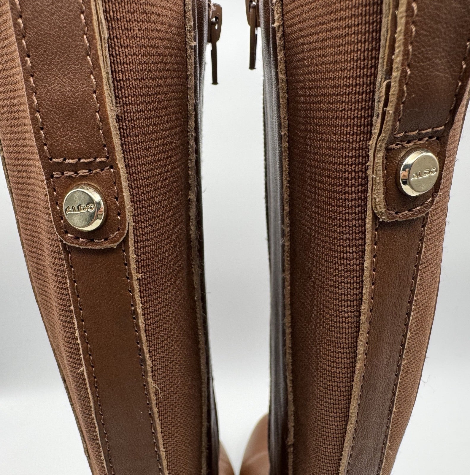 Women’s Aldo Brown Tall Leather Boots w/Zipper, Calf High Boots, NWOT Size 9