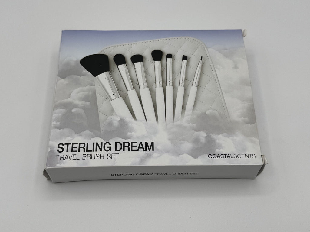 Coastal Scents Sterling Dream Travel Brush Set White, Black, Silver w/Case NIB