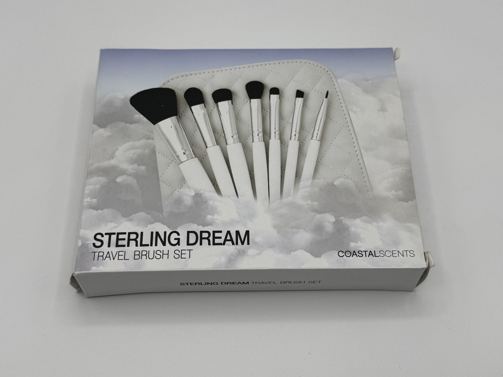 Coastal Scents Sterling Dream Travel Brush Set White, Black, Silver w/Case NIB