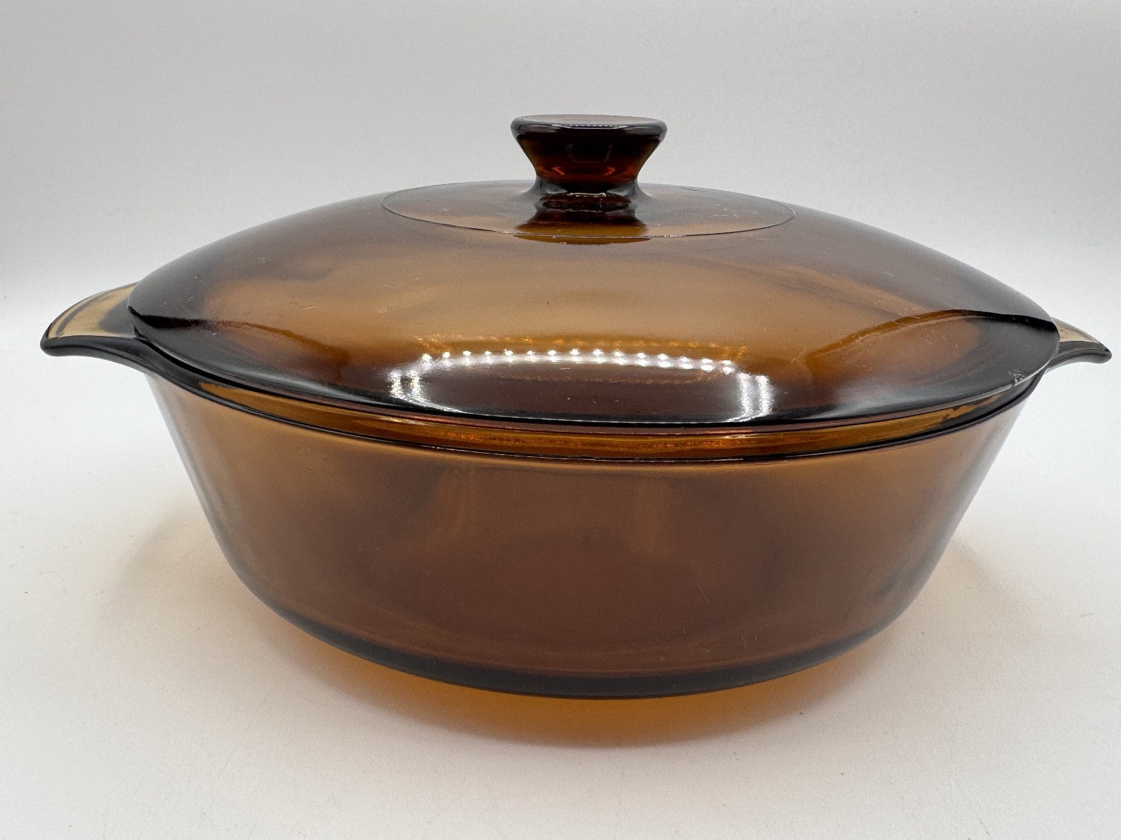 Anchor Hocking Harvest Amber Glass Brown Round Casserole w/Lid, 1.5 QT. Pre-own