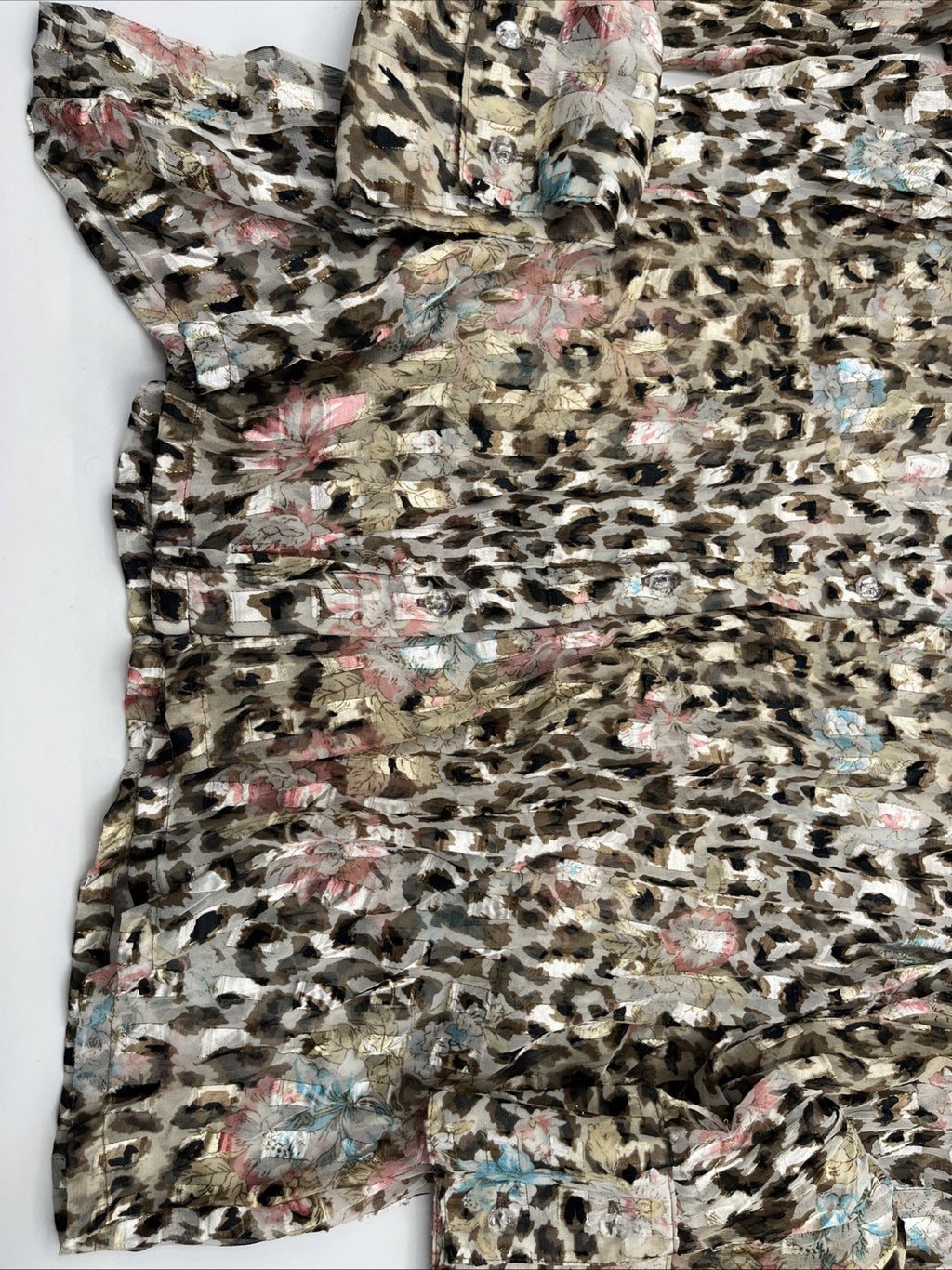 Ashley Stewart Plus Women's LIGHTWEIGHT Leopard ANIMAL PRINT Blouse 2XL Pre-own