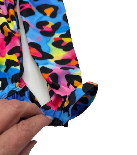 Girl Long sleeve One-piece Multicolor Zipper Swimsuit w/Animal Print 8-10yr. NEW