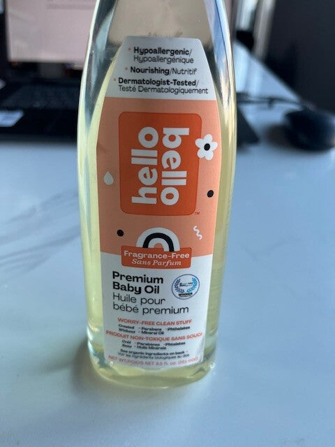 Hello Bello Premium Baby Oil Lightweight Nourishing Softening Plant Based 9.5 oz
