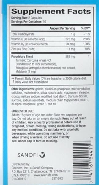 Allerlife Daily Wellness Sleep Support For Allergy Sufferers 20 Capsules New
