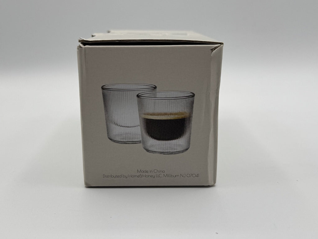 Home & Honey 2pc Espresso Cups 5.4oz, Double Wall Borosilicate Glass NIB