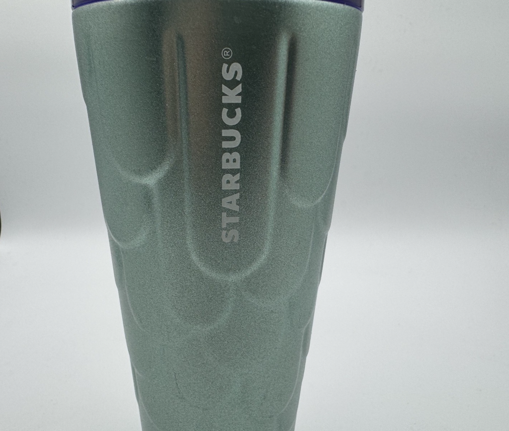 Starbucks Mermaid Scales Green Textured Metal 24oz Tumbler  w/ New Straw + Lid