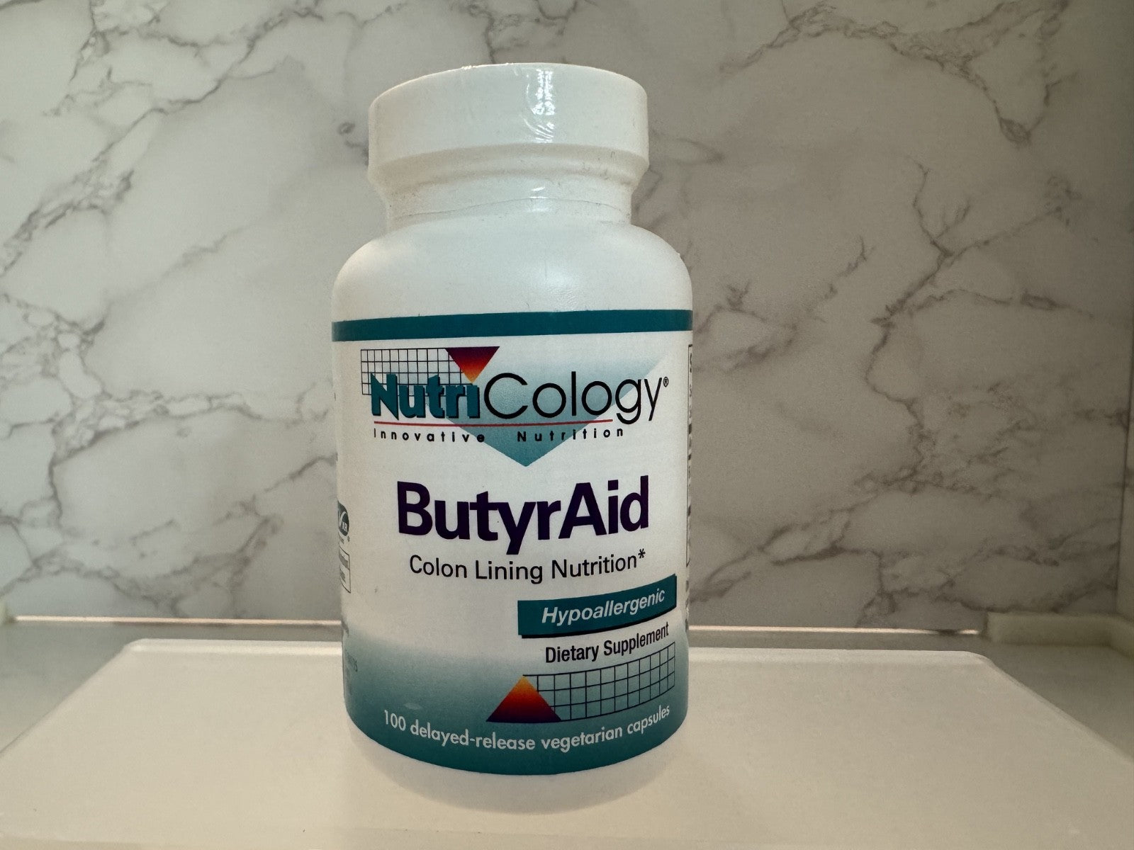 Nutricology ButyrAid 100 Delayed Release Vegetarian Capsules, New Exp 08/26