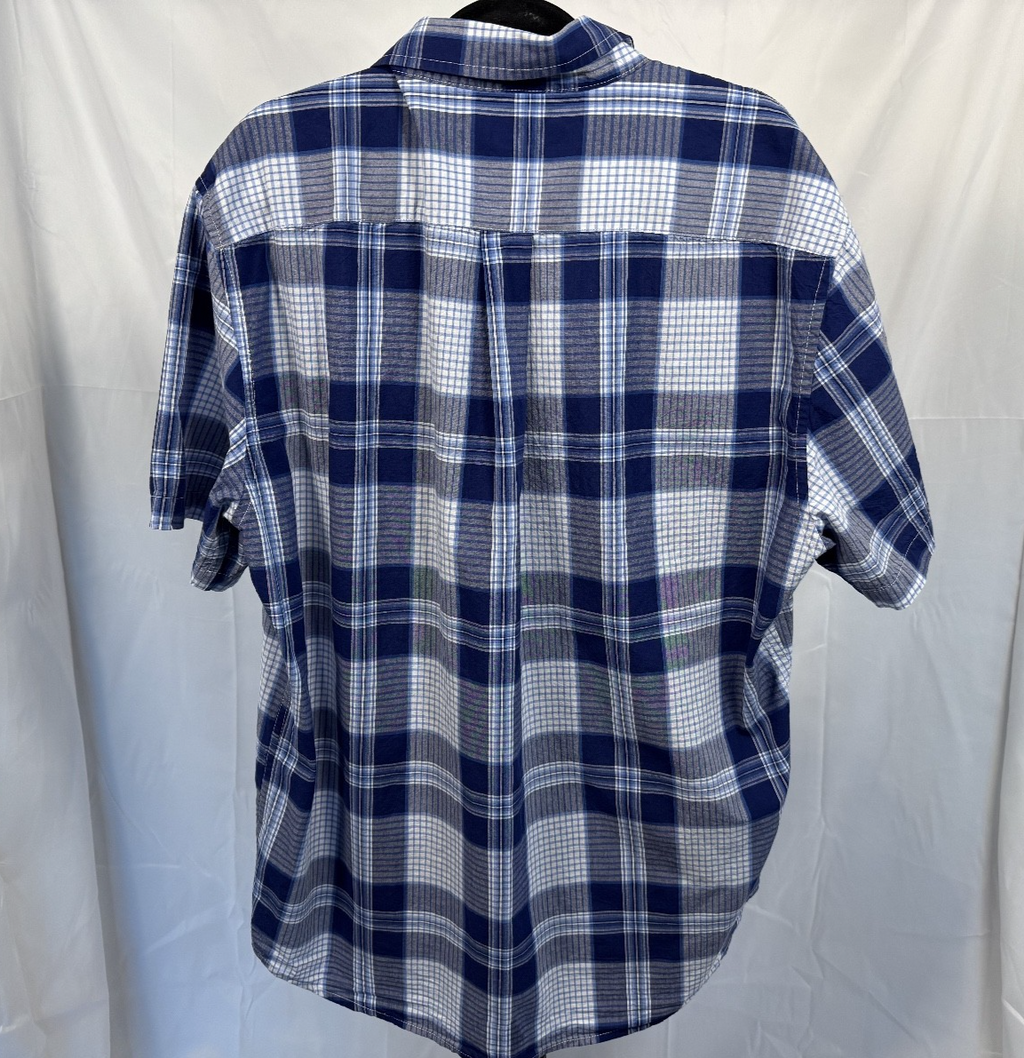 US Polo Assn. Men's Plaid Button Up Shirt Short Sleeve Size XL Blue and White