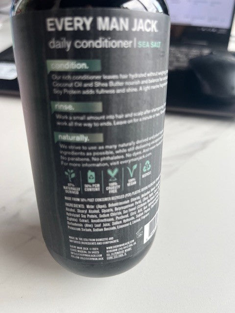 Every Man Jack Sea Salt Deeply Moisturizing Daily Conditioner Coconut Oil Shea