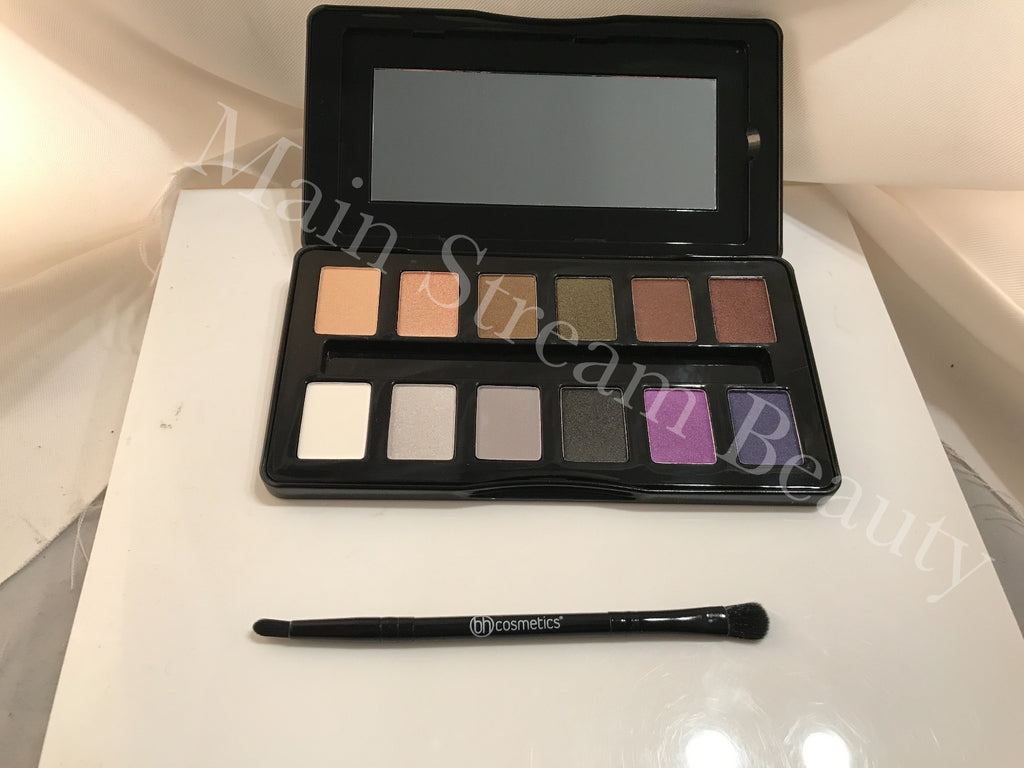 BH Cosmetics Nude Rose Night Fall 12 Color Eyeshadow Palette+Brush+Beauty Sponge