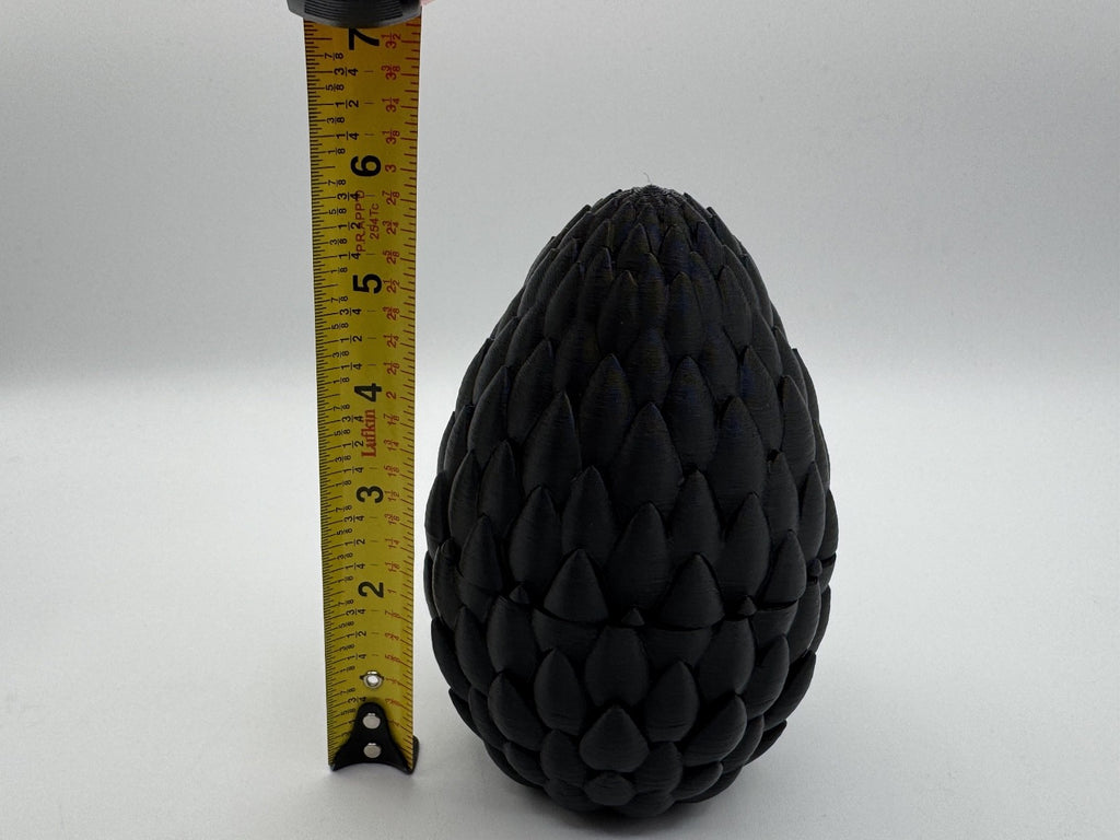 3D Printed Dragon Egg Large 6" Scale Texture Articulated Fly Dragon Inside Black